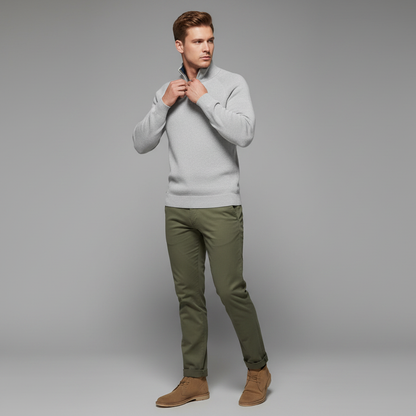 Men's Black Half-Zip Jumper | Slim Fit Knitwear