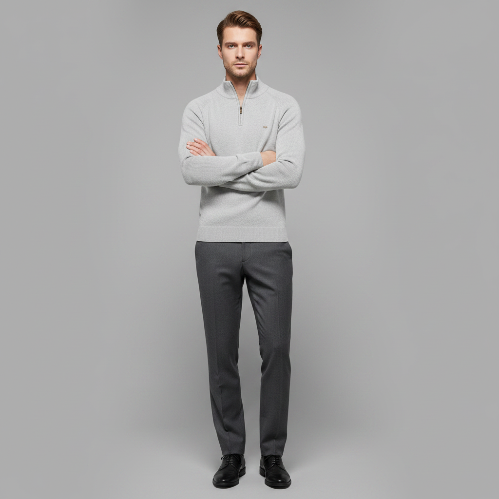 Men's Black Half-Zip Jumper | Slim Fit Knitwear