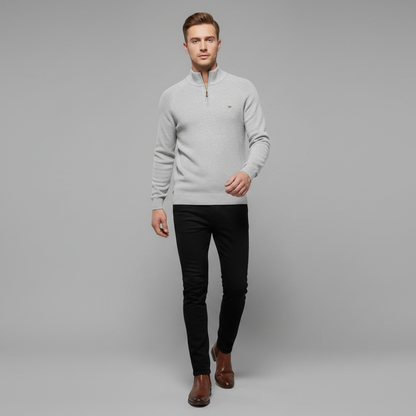 Men's Black Half-Zip Jumper | Slim Fit Knitwear