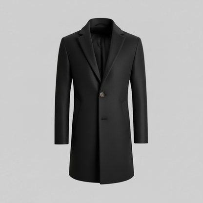 Men's Long Overcoat | Stylish Notched Lapel Winter Coat