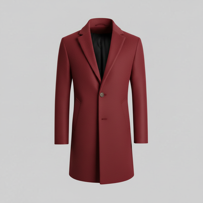 Men's Long Overcoat | Stylish Notched Lapel Winter Coat