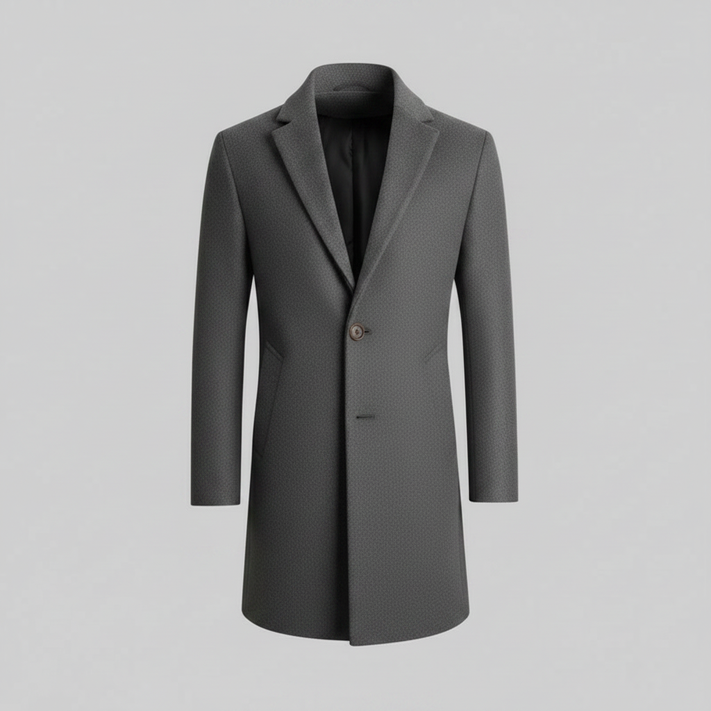 Men's Long Overcoat | Stylish Notched Lapel Winter Coat