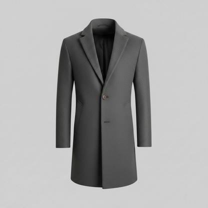 Men's Long Overcoat | Stylish Notched Lapel Winter Coat