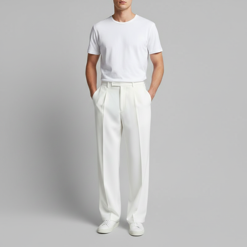Men's Pleated Trousers | Straight Fit Formal Pants