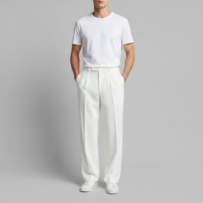 Men's Pleated Trousers | Straight Fit Formal Pants