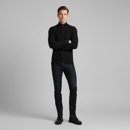 Men's Slim Fit Zip Up Cardigan | Ribbed Knit Sweater