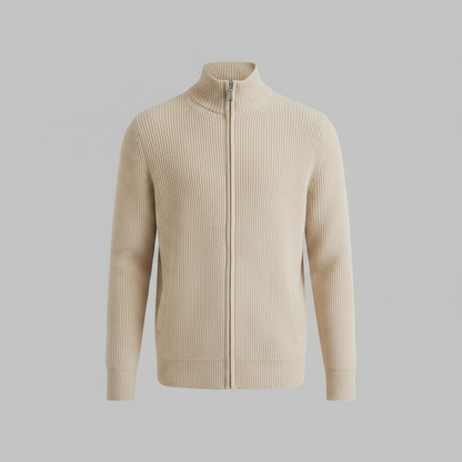 Men's Slim Fit Zip Up Cardigan | Ribbed Knit Sweater