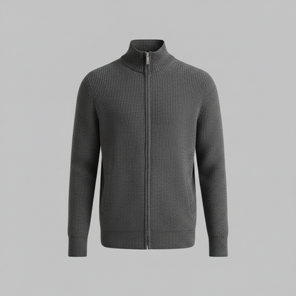 Men's Slim Fit Zip Up Cardigan | Ribbed Knit Sweater