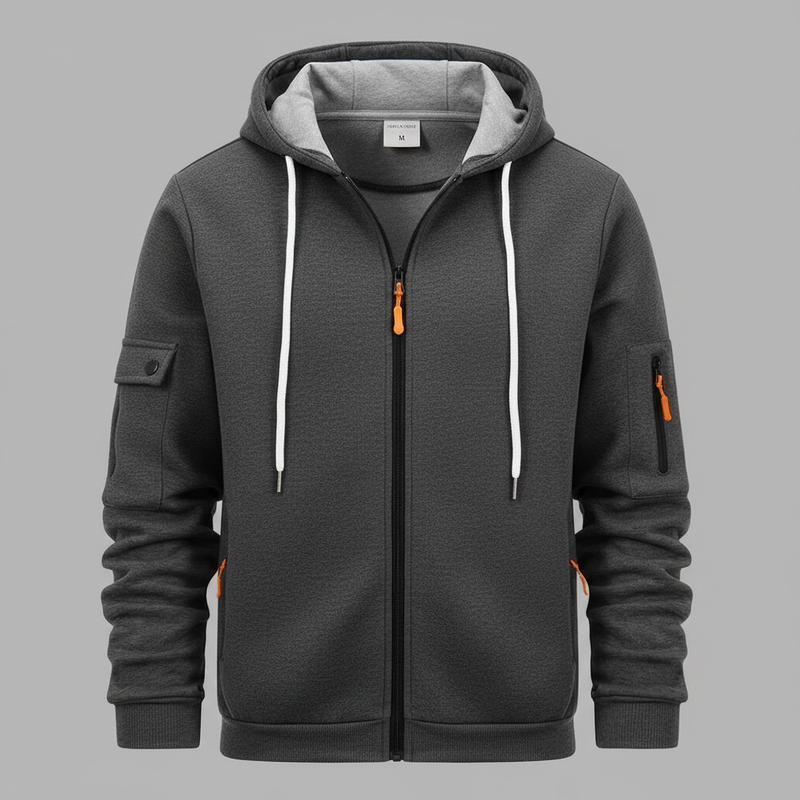 Men's Utility Zip-Up Hoodie | Casual Sweatshirt