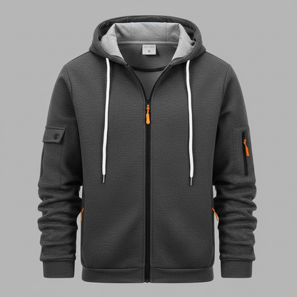 Men's Utility Zip-Up Hoodie | Casual Sweatshirt