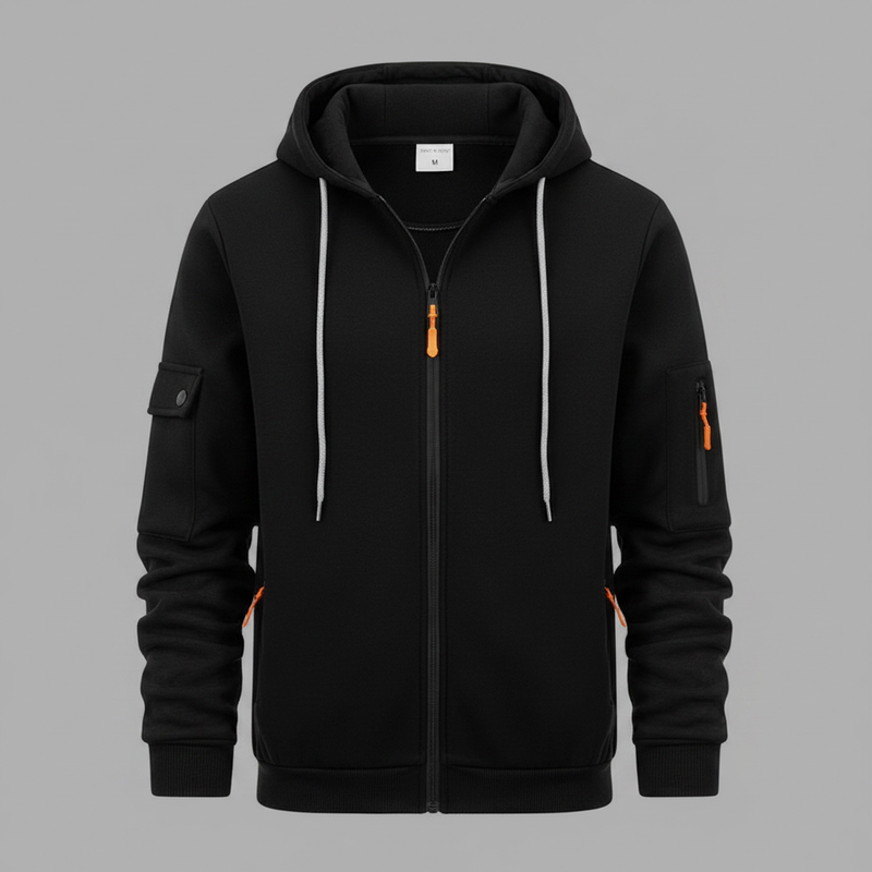 Men's Utility Zip-Up Hoodie | Casual Sweatshirt