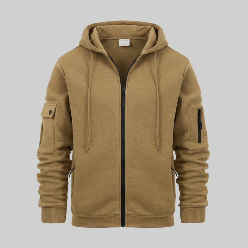Men's Utility Zip-Up Hoodie | Casual Sweatshirt