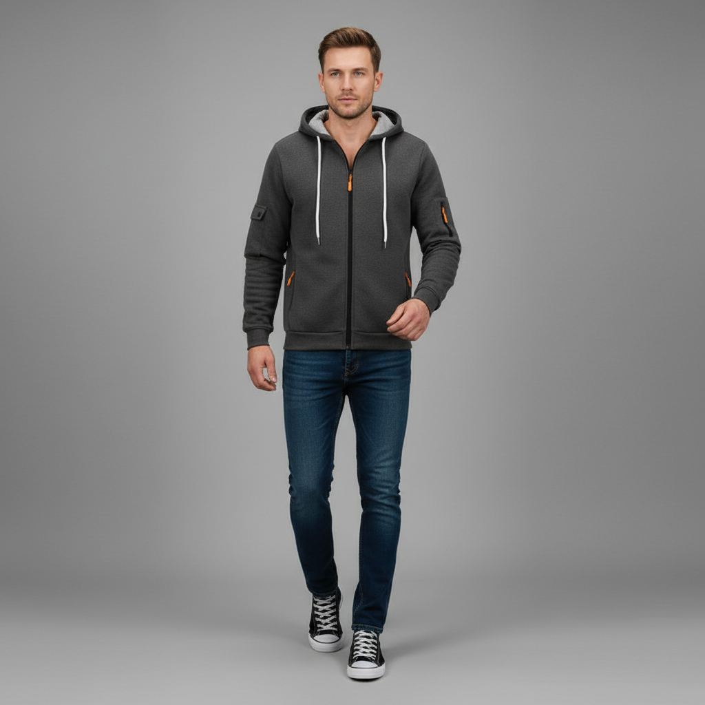 Men's Utility Zip-Up Hoodie | Casual Sweatshirt