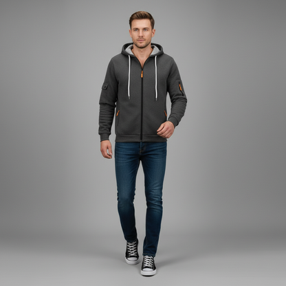 Men's Utility Zip-Up Hoodie | Casual Sweatshirt