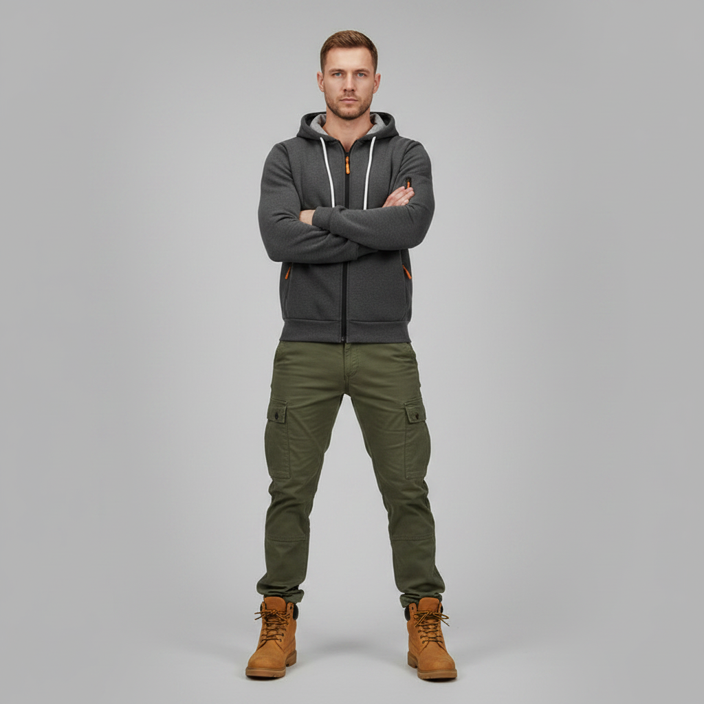 Men's Utility Zip-Up Hoodie | Casual Sweatshirt
