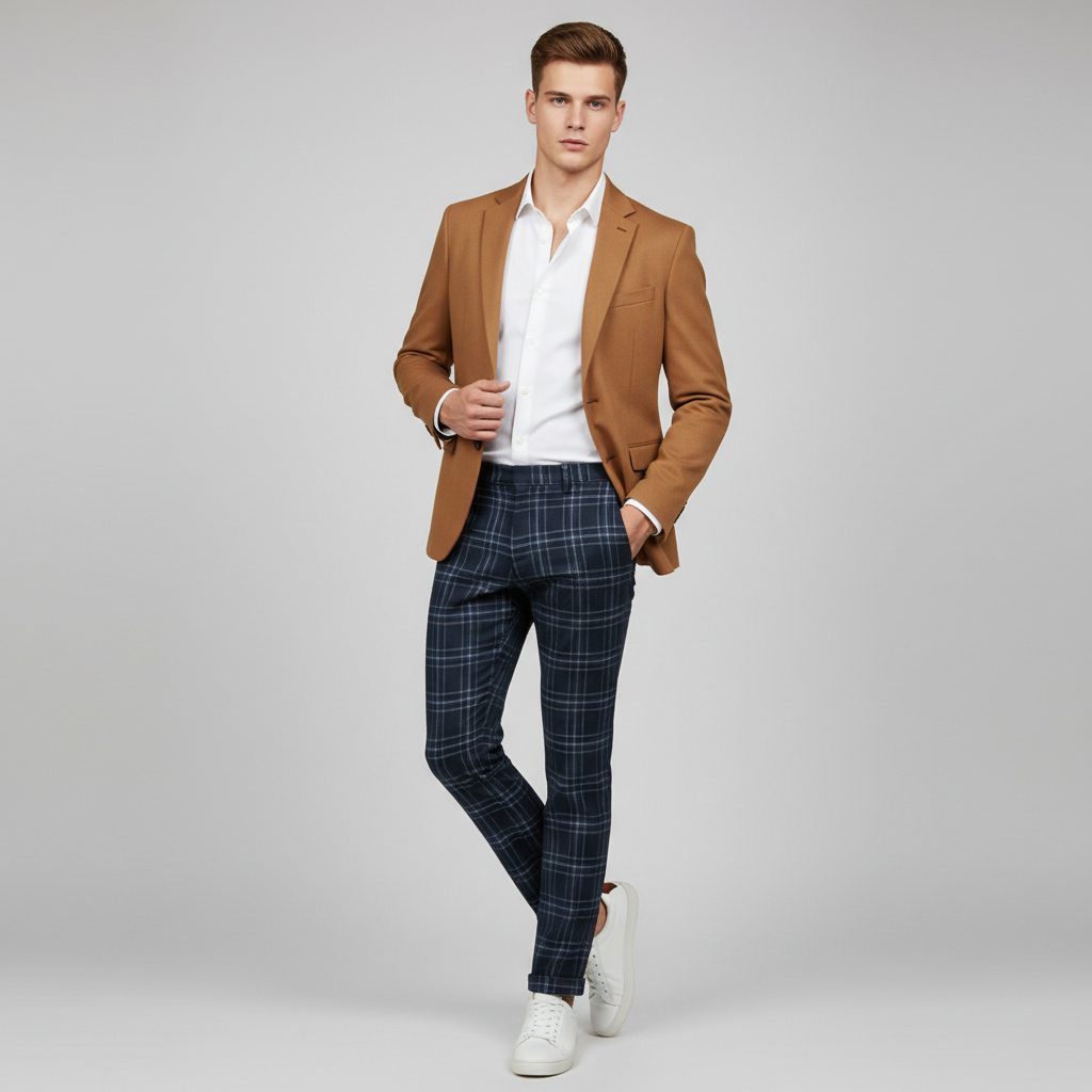 Sasha Checked Chinos | Men's Casual Trousers