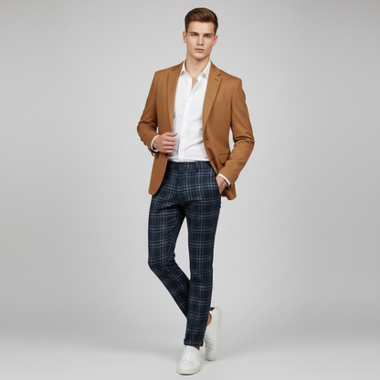 Sasha Checked Chinos | Men's Casual Trousers