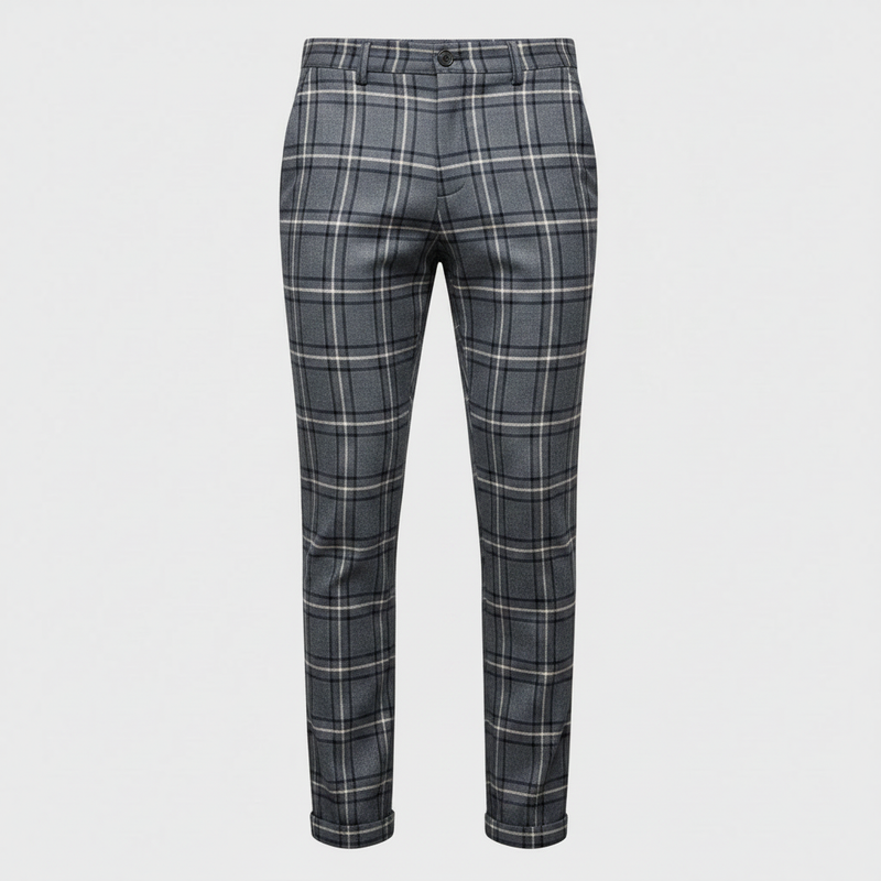 Sasha Checked Chinos | Men's Casual Trousers