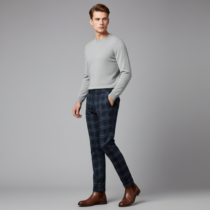 Sasha Checked Chinos | Men's Casual Trousers